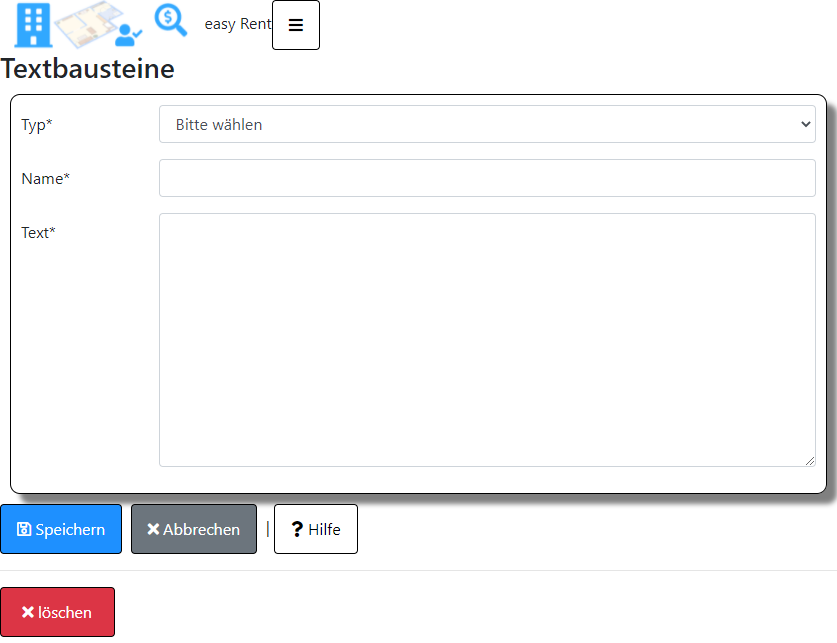 Textbausteine speichern mit Typ, Name und Text